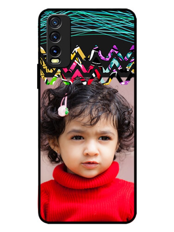 Custom Vivo Y12G Personalized Glass Phone Case - Neon Abstract Design