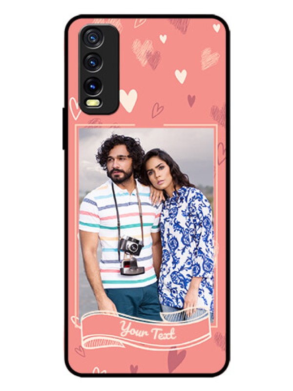 Custom Vivo Y12G Custom Glass Phone Case - Love doodle art Design