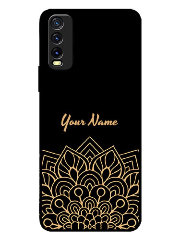 Custom Vivo Y12G Custom Glass Phone Case - Golden mandala Design