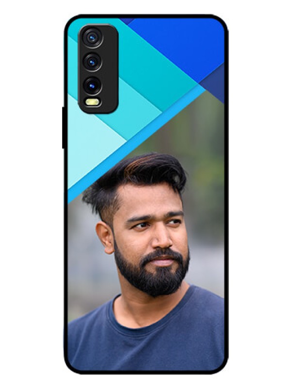 Custom Vivo Y12S Custom Glass Phone Case  - Blue Pattern Design