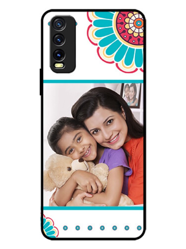 Custom Vivo Y12S Custom Glass Phone Case  - Flower Design