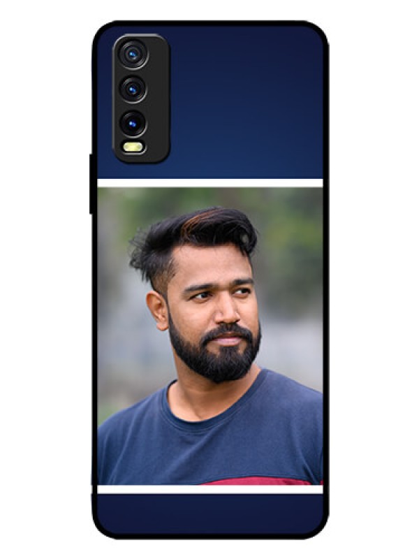 Custom Vivo Y12S Personalized Glass Phone Case  - Simple Royal Blue Design
