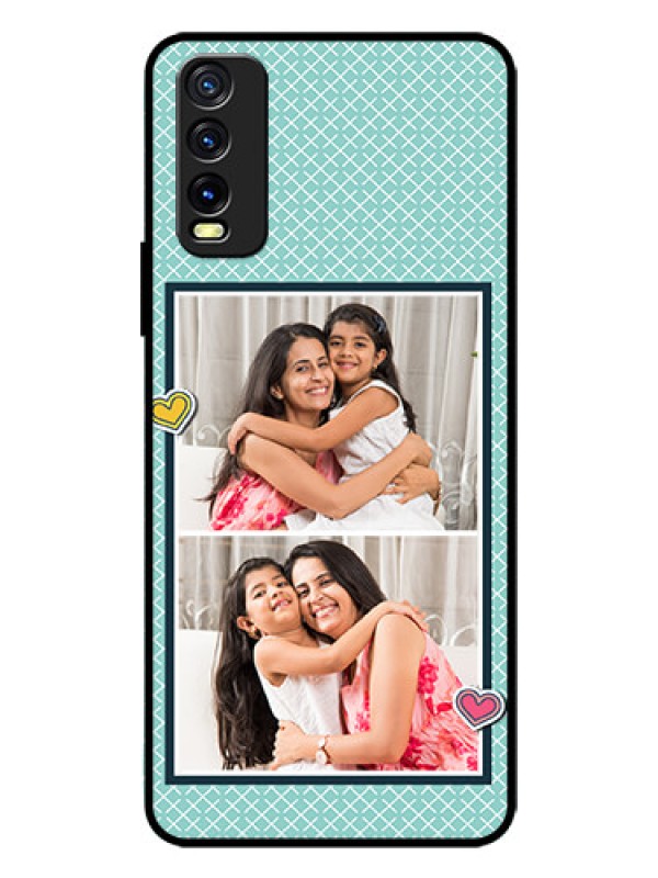 Custom Vivo Y12S Custom Glass Phone Case  - 2 Image Holder with Pattern Design