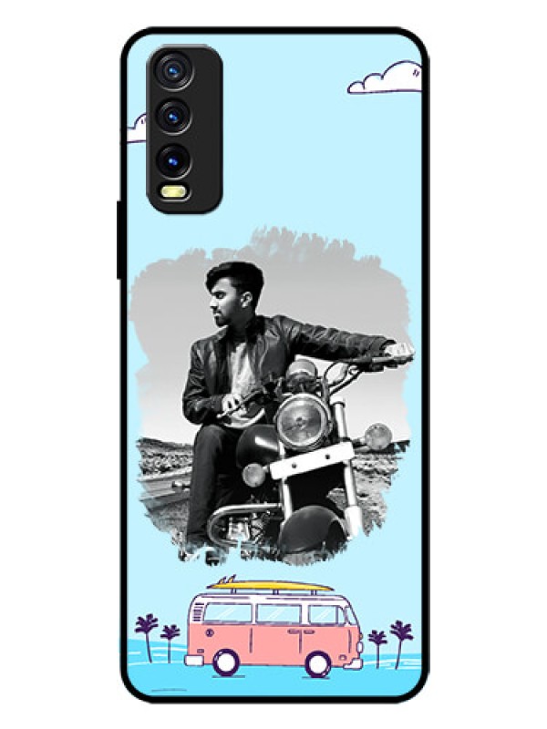 Custom Vivo Y12S Photo Printing on Glass Case  - Travel & Adventure Design