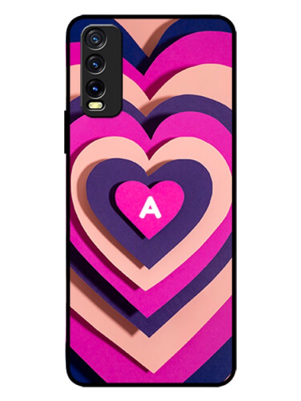 Custom Vivo Y12s Custom Glass Mobile Case - Cute Heart Pattern Design