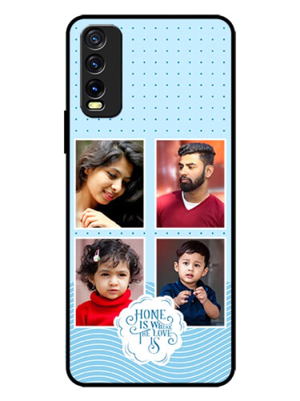Custom Vivo Y12s Custom Glass Phone Case - Cute love quote with 4 pic upload Design
