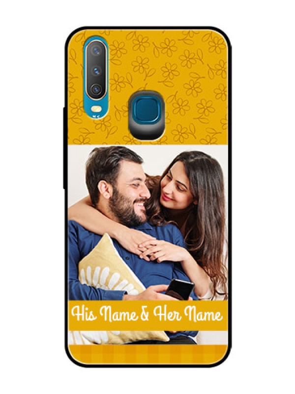 Custom Vivo Y15 Custom Glass Mobile Case  - Yellow Floral Design