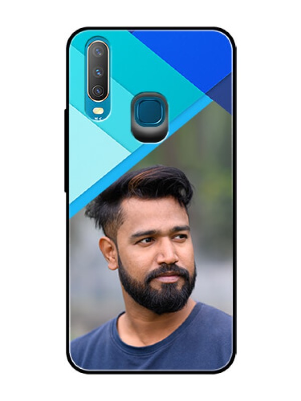 Custom Vivo Y15 Custom Glass Phone Case  - Blue Pattern Design