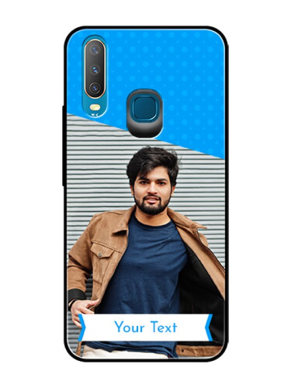 Custom Vivo Y15 Photo Printing on Glass Case  - Simple Blue Color Design