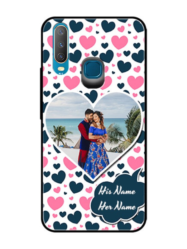 Custom Vivo Y15 Custom Glass Phone Case  - Pink & Blue Heart Design