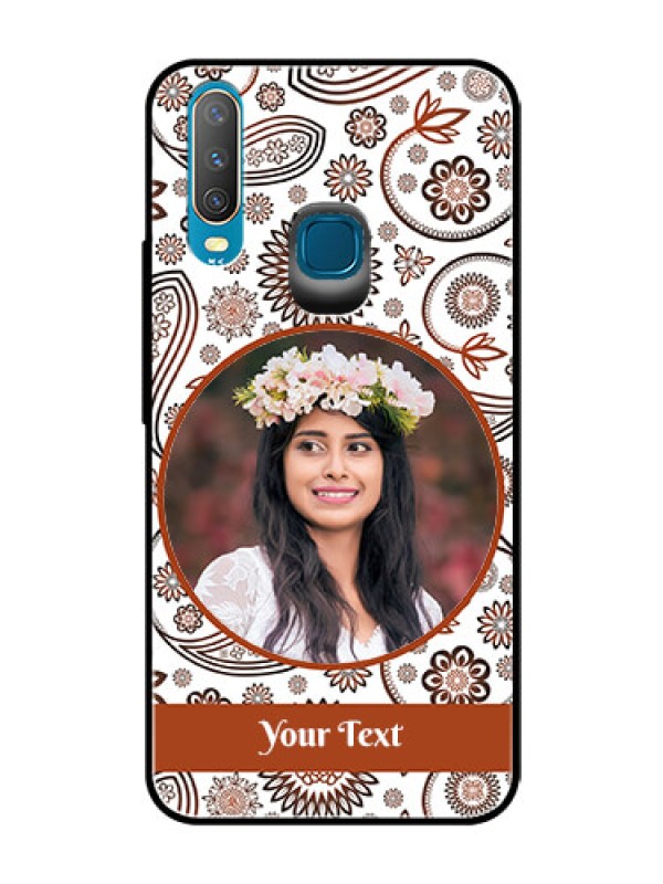 Custom Vivo Y15 Custom Glass Mobile Case  - Abstract Floral Design 