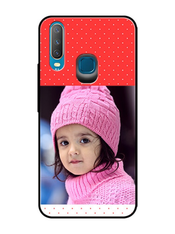 Custom Vivo Y15 Photo Printing on Glass Case  - Red Pattern Design