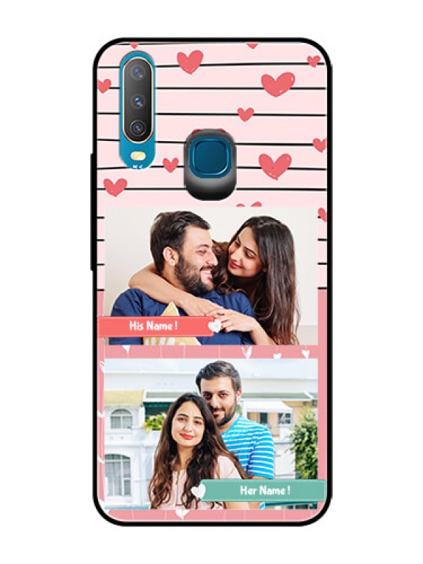 Custom Vivo Y15 Custom Glass Mobile Case  - Photo with Heart Design