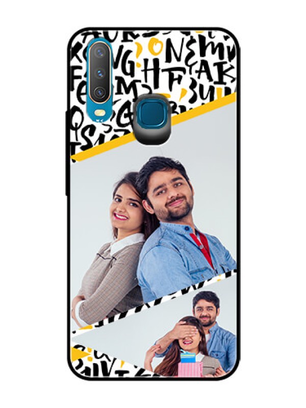 Custom Vivo Y15 Custom Glass Mobile Case  - Letters Pattern Design
