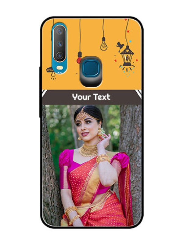 Custom Vivo Y15 Custom Glass Mobile Case  - with Family Picture and Icons 