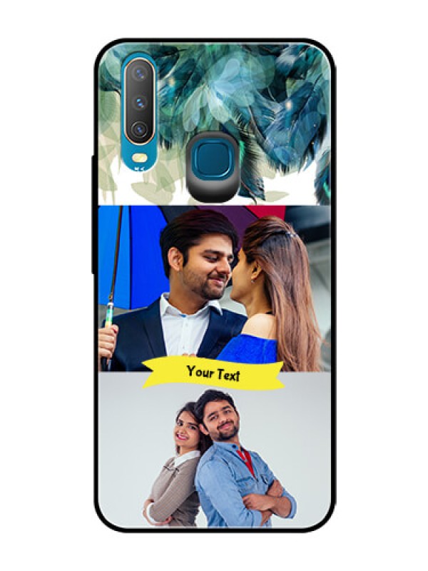 Custom Vivo Y15 Personalized Glass Phone Case  - Image with Boho Peacock Feather Design