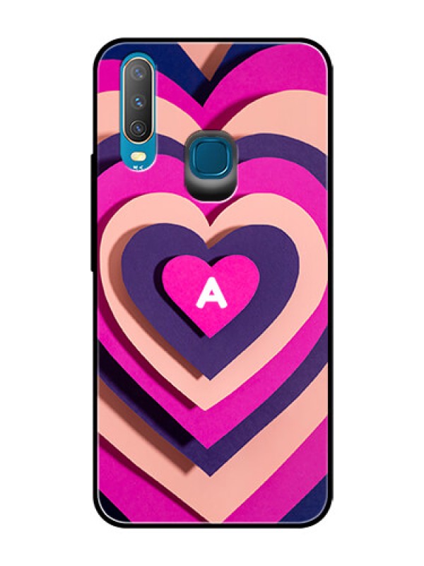 Custom Vivo Y15 Custom Glass Mobile Case - Cute Heart Pattern Design