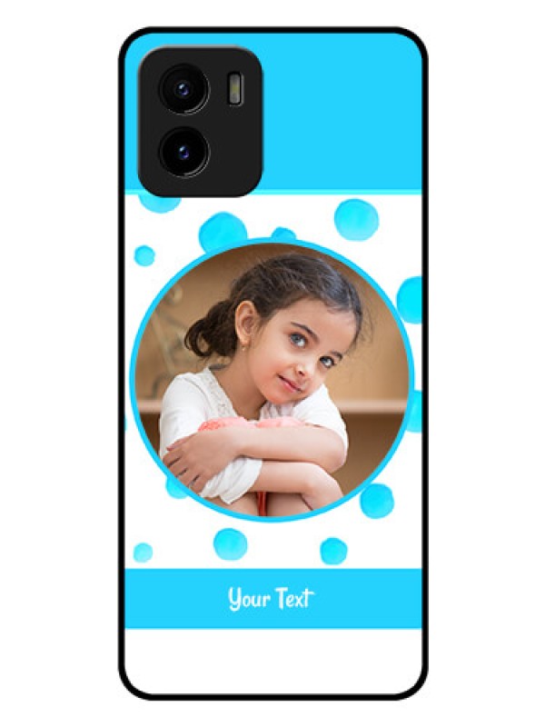 Custom Vivo Y15c Photo Printing on Glass Case - Blue Bubbles Pattern Design