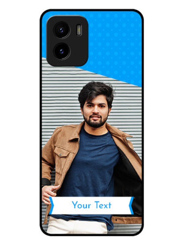 Custom Vivo Y15c Photo Printing on Glass Case - Simple Blue Color Design