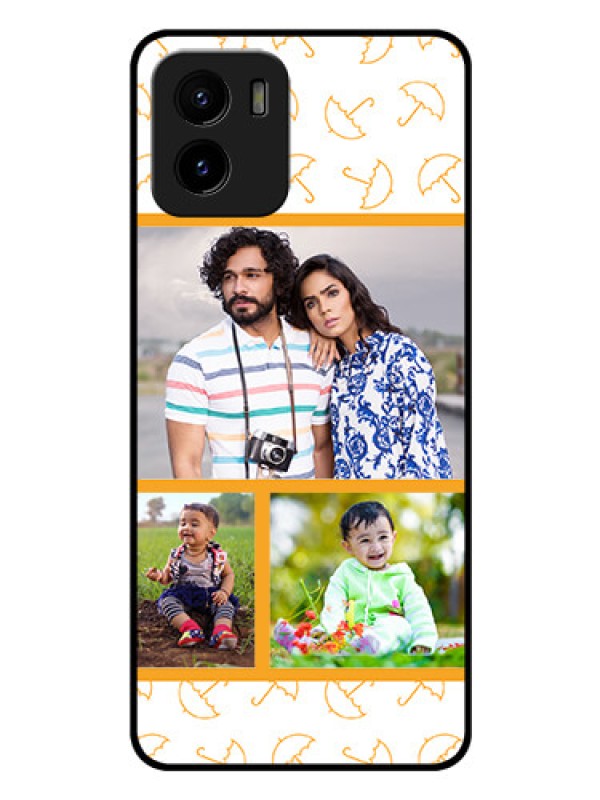 Custom Vivo Y15c Custom Glass Mobile Case - Yellow Pattern Design