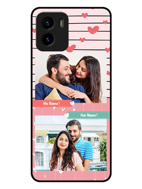 Custom Vivo Y15c Custom Glass Mobile Case - Photo with Heart Design