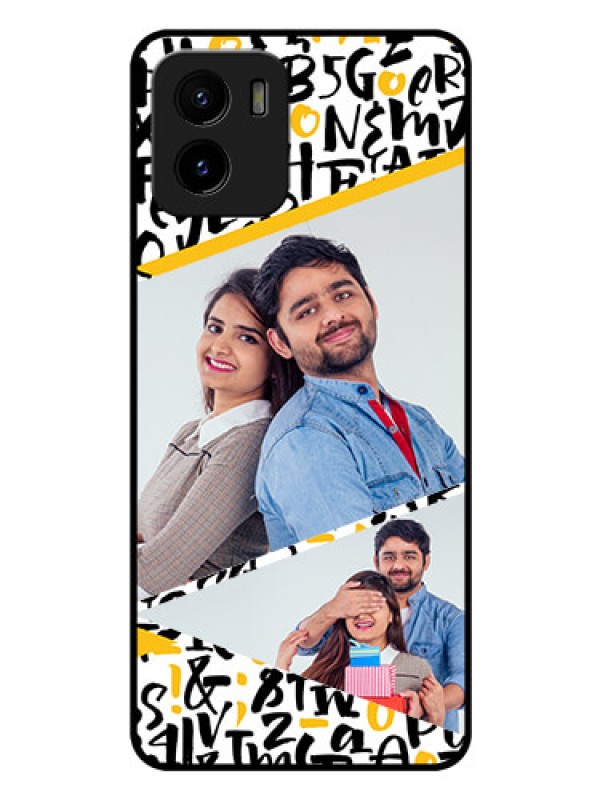 Custom Vivo Y15c Custom Glass Mobile Case - Letters Pattern Design