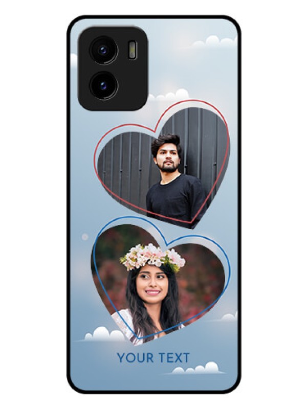 Custom Vivo Y15c Custom Glass Mobile Case - Blue Color Couple Design