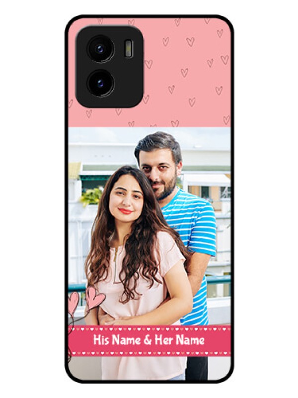 Custom Vivo Y15c Personalized Glass Phone Case - Love Design Peach Color