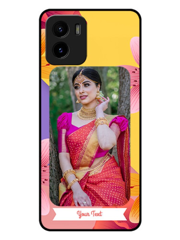 Custom Vivo Y15c Custom Glass Mobile Case - 3 Image With Vintage Floral Design