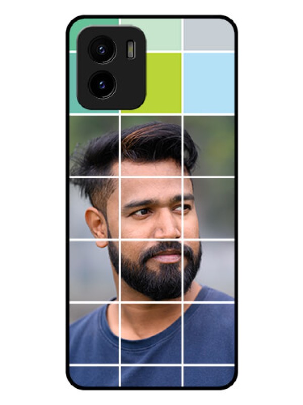 Custom Vivo Y15c Photo Printing on Glass Case - with white box pattern