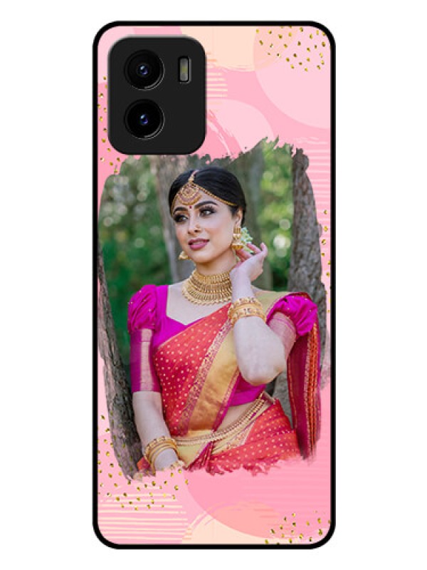 Custom Vivo Y15c Personalized Glass Phone Case - Gold Glitter Splash Design