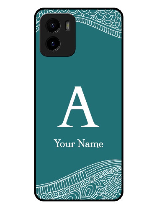 Custom Vivo Y15c Personalized Glass Phone Case - line art pattern with custom name Design