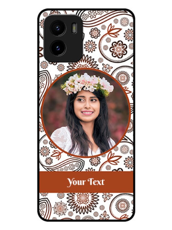 Custom Vivo Y15s Custom Glass Mobile Case - Abstract Flower Design