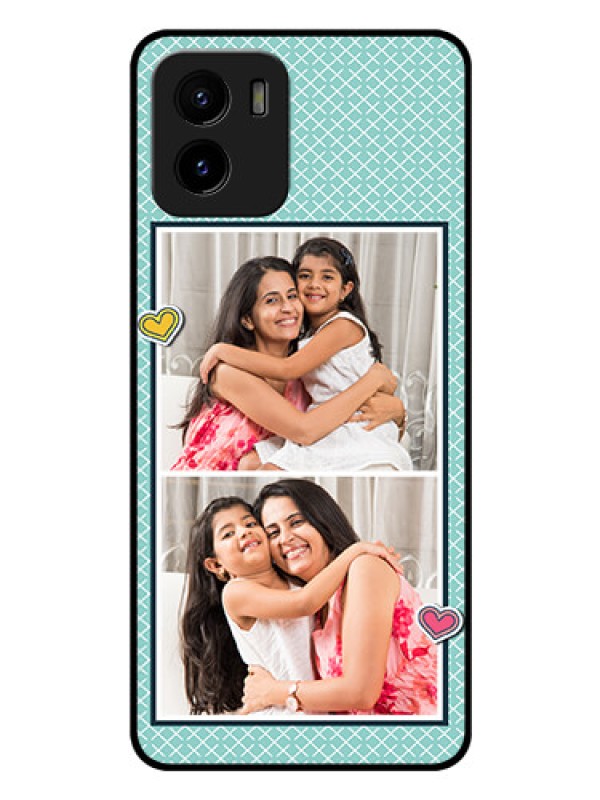 Custom Vivo Y15s Custom Glass Phone Case - 2 Image Holder with Pattern Design