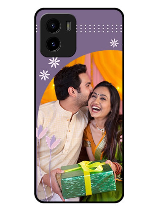 Custom Vivo Y15s Custom Glass Mobile Case - Lavender flowers design