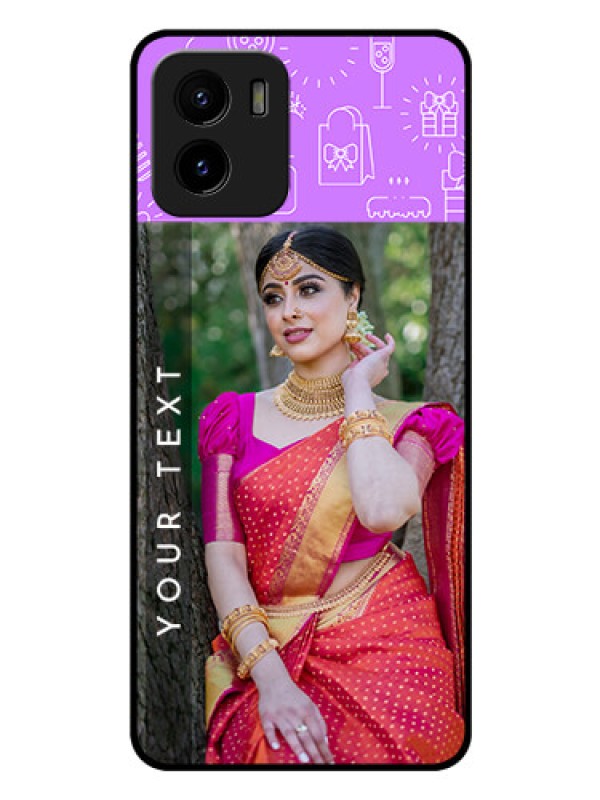 Custom Vivo Y15s Custom Glass Mobile Case - Birthday Icons Design