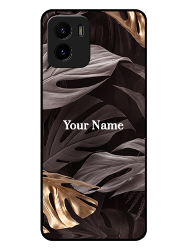 Custom Vivo Y15s Personalised Glass Phone Case - Wild Leaves digital paint Design