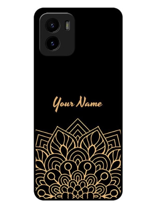 Custom Vivo Y15s Custom Glass Phone Case - Golden mandala Design