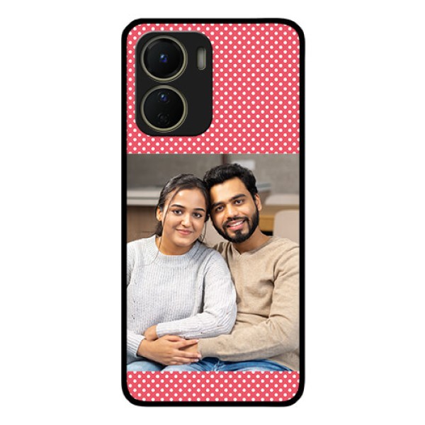 Vivo Y16 Custom Glass Phone Case - White Dotted Design