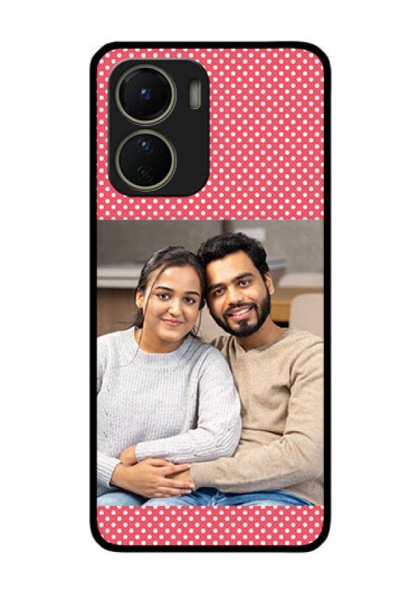 Vivo Y16 Custom Glass Phone Case - White Dotted Design