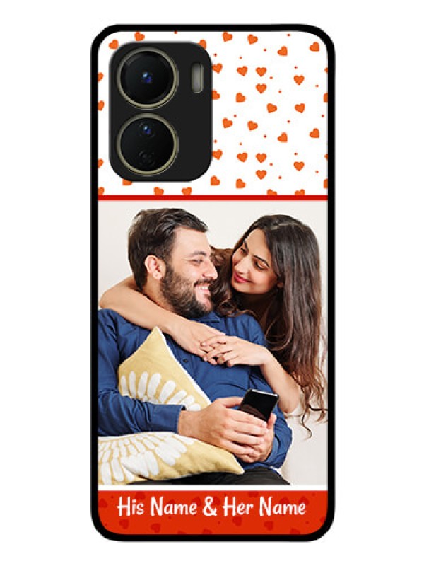 Custom Vivo Y16 Custom Glass Phone Case - Orange Love Symbol Design
