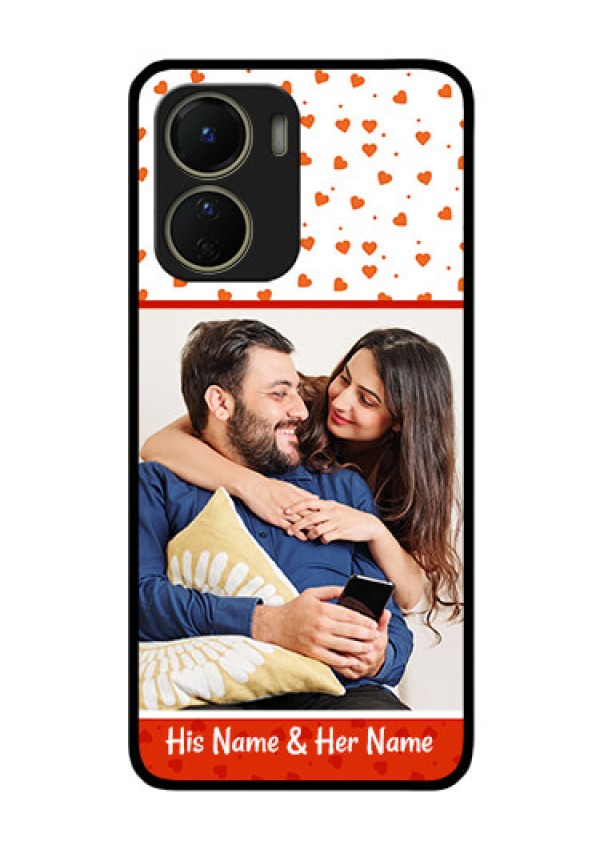 Vivo Y16 Custom Glass Phone Case - Orange Love Symbol Design