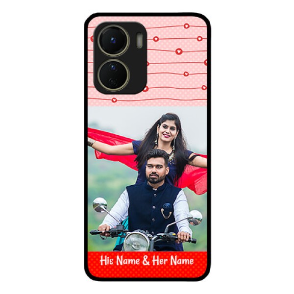 Vivo Y16 Personalized Glass Phone Case - Red Pattern Case Design
