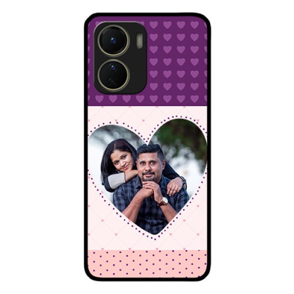 Vivo Y16 Custom Glass Phone Case - Violet Love Dots Design