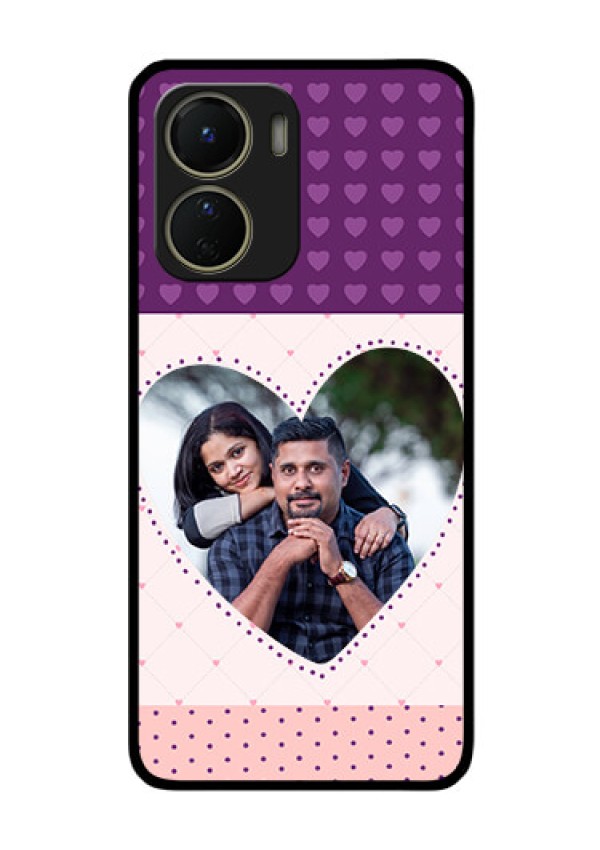 Vivo Y16 Custom Glass Phone Case - Violet Love Dots Design