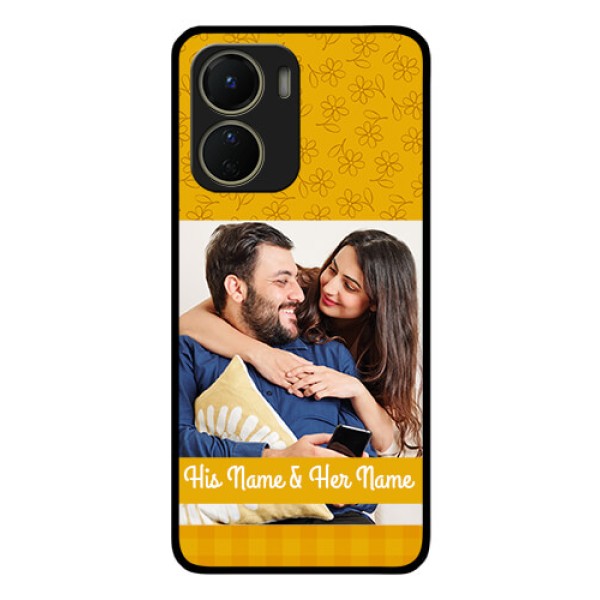 Vivo Y16 Custom Glass Mobile Case - Yellow Floral Design