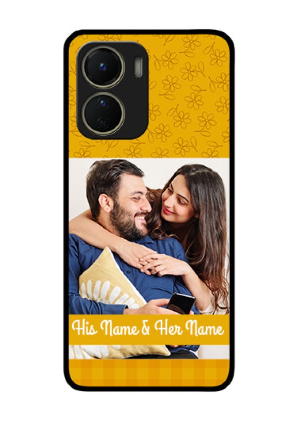 Vivo Y16 Custom Glass Mobile Case - Yellow Floral Design