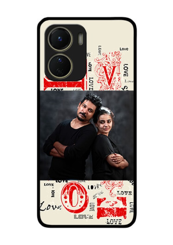 Vivo Y16 Photo Printing on Glass Case - Trendy Love Design Case