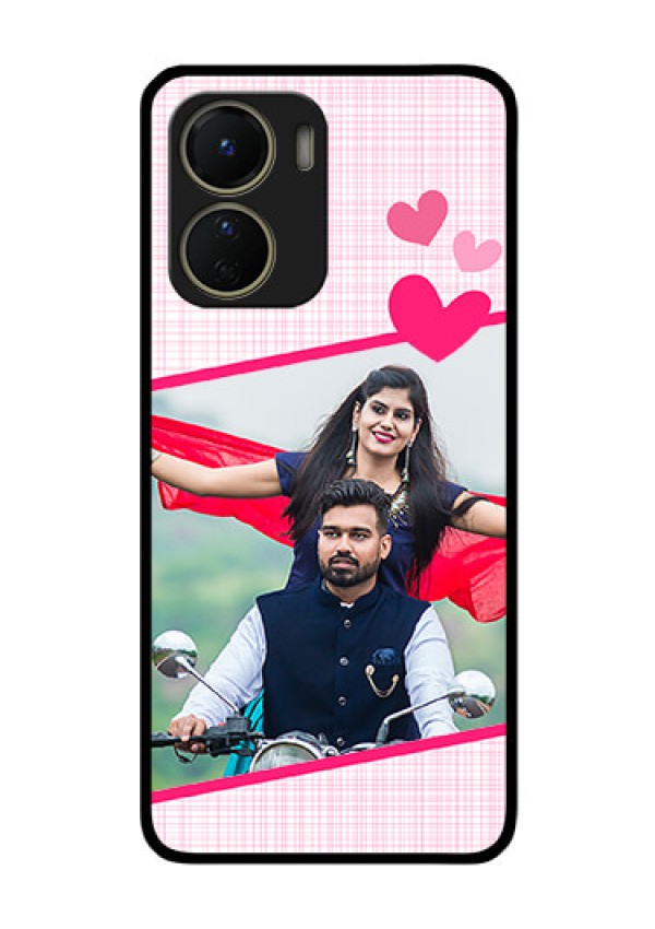 Vivo Y16 Custom Glass Phone Case - Love Shape Heart Design