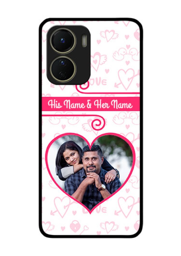 Vivo Y16 Personalized Glass Phone Case - Heart Shape Love Design